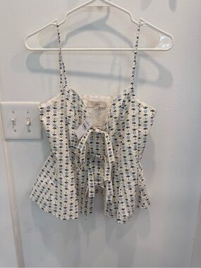 LOFT Floral Poplin Bow Peplum Cami Size 4